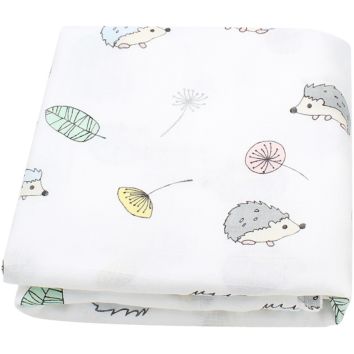 Hedgehog Shape Customizable Organic Bamboo Cotton Newborn Baby Wrap Muslin Swaddle Blanket