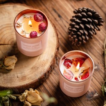High Level Pink Scented Candle Soy Wax Rose Flower Scented Candles for Decoration