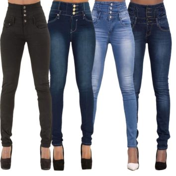 High Waist Stretchy Skinny Slim Fit Pencil Pants Jeans,Button-Fly Authentic Stretch High-Rise Casual Long Pants