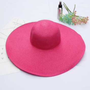 Holiday Sun Rose Red Pink Oversized Straw Hat