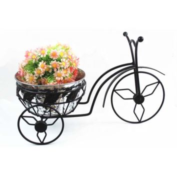 Home Decor Black Metal Garden Bike Plant Stands Flower Pot Holder