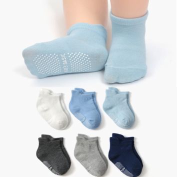 In Stock Anti-Slip Grips Ankle Socks for Toddler Kids Boys Girls Baby Socks