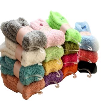 In Stock Microfiber Soft Comfortable Women Cute Colorful Sweet Warm Floor Sleeping Knitted Fuzzy Socks for Gir