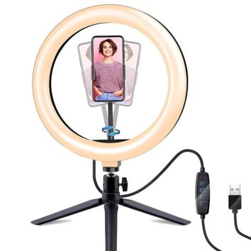 Ins 10 Inch Desktop Photographic Rgb Light Fill Lamp Mobile Live Video Phone Holder Led Selfie Ring Light with Tripod Stand