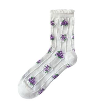 Irregular Quick Dry Women Crew Socks Breathable Crew Socks Girl Flower Socks