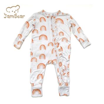 Jambear Organic Jumpsuit Baby Ruffle Sleepsuit Zip Baby Romper Infant Romper Sleep Organic Bamboo Fiber Infant Jumpsuit