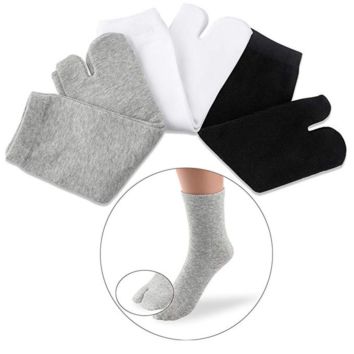 Japanese Women Cotton White Grey Black Tabi Flip-Flop Toe Socks