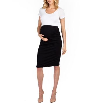 Jersey Solid Penciel Maternity Skirts Knee Length