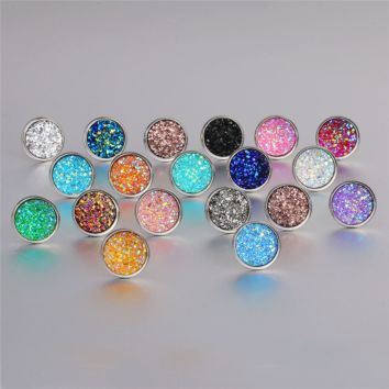 Jewelry Shining Glitter Girls Earings 12Mm Stainless Steel Women Star Color Bling Crystal Druzy Stud Earrings