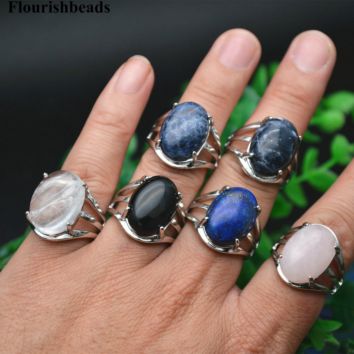 Jewelry Various Gemstone Cabochons Open Circle Adjustable Stone Rings