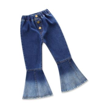 Kid Girl Jeans Bell-Bottomed Pants Cute Baby Flare Denim Trousers Children Pants Boutique