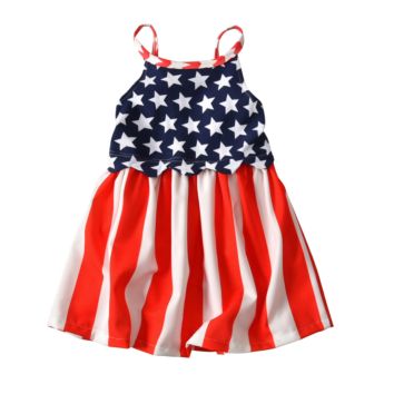 Kids 4Th of July Dress Sleeveless Clothing Girls Fourth of July Dress Outfit Children America National Flag Clothes