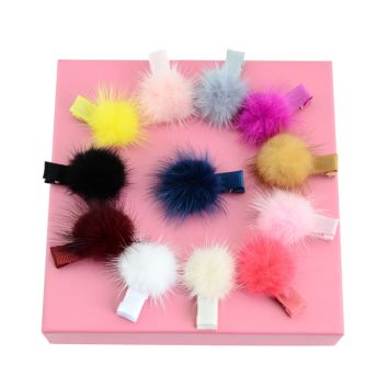 Kids Hair Accessories Small Furry Pom Pom Children Hair Clips