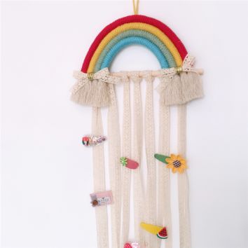 Kids Room Decor Hair Clip Organizer Rainbow Design Girls' Room Wall Hanging Ornament Baby Hairpin Storage Belt