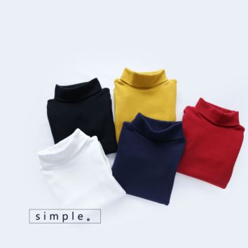 Kids Turtleneck Shirts Toddler Girls Boy Kids Turtle Neck Tops Clothes Long Sleeve Plain Mock Neck Turtleneck T-Shirts