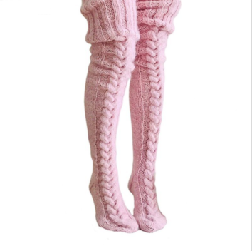 Knitted Socks over the Knee Lengthened Stockings Pile Stockings Woolen Socks Women Novelty Socks