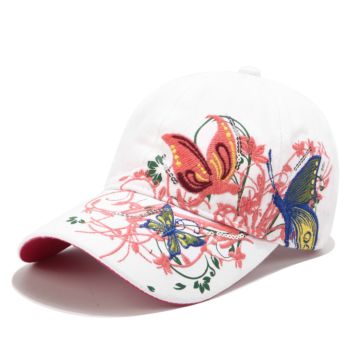 Korean Sequin Embroidered Baseball Butterfly Embroidery,Duck Tongue and Lip Print Women's Hat Sunscre