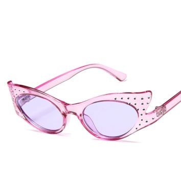 Ladies Glasses Sunglasses Women Clear Cat Eye Diamond Sunglasses Small. Lens Sunglass
