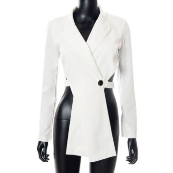 Latest Design Women Blazers Wear Pure Color Cross Long Sleeve Women Coat Button Is Hollow-Out Backless Women's Suits