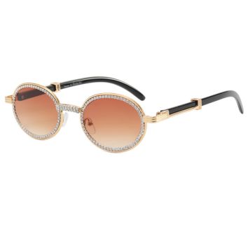 Latest round Gradient Sunglasses Rhinestone Encrusted Rock Style Uv400 Driving Glasses