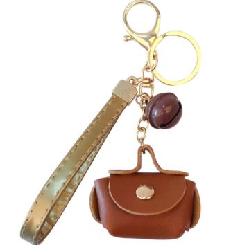 Leather Bag Coin Purse Key Chain Car Key Chain Men and Women Waist Hanging Key Pendant Jewelry Accessories Leather Bag Key Chain