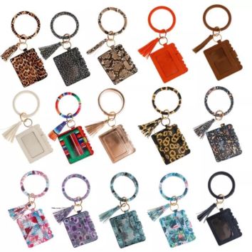 Hot Sale Amazon Leather Key Ring Keychain Wallet Wristlet Bracelet