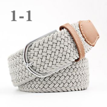 Leisure 25 Solid Color Pin Buckle Elastic Stretch Braided Waist Belts