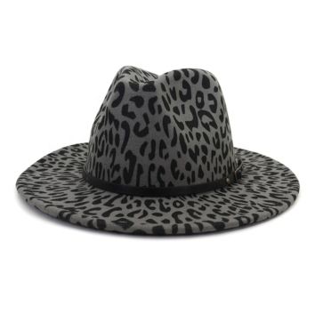 Leopard Jazz Wool Felt Fedora Hats Vintage Women Panama Hat