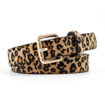Leopard Pants Waist Belts for Women Faux Fur Animal Print Belts