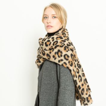 Leopard Print Flannel Cashmere Warmth Thickening Customized Ladies Cachemere Soft Scarf