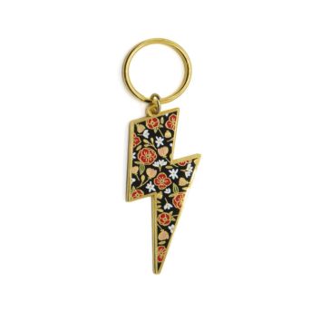 Lightening Bolt Enamel Keychain Customized Logo Hard Enamel Key Chain Gold Plated Keyrings