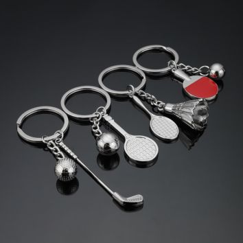Lilangda Creative Personality Gifts Golf Tennis Table Tennis Badminton Sport Ball Metal Key Chains Golf Keychain