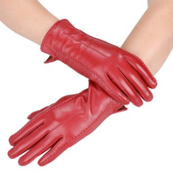 Lining Female Real Durable Lambskin Sheepskin Leather Gloves Women For