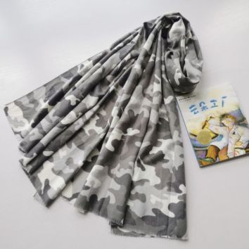 Long Rectangle Camouflage Scarf Camo Printing Scarf Women