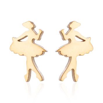 Lovely Girl Dancing Jewelry Stainless Steel Jewellery Cute Ballerina Yoga Skipping Rope Girl's Earring