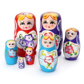 Lovely Russian Nesting Matryoshka 5-Piece Wooden Doll Set Wooden Doll Hand Painted Doll Toy