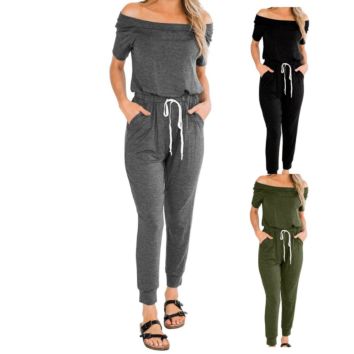 Low Prices Short Sleeve Stylish off Shoulder Women Jumpsuits Joggers