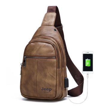 Luxury Pu Leather Chest Backpack Crossbody Sling Bag for Men