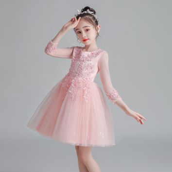 Lzh Kids Puffy Dresses Little Girl Princess Evening Party Dress Christening Gown