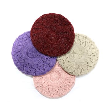 Manufactured Directly Newly Fashionable Knitted Women Metallic Warm Beret Beanie Hat