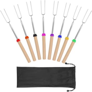 Marshmallow Roasting Sticks 32Inch Extendable Smores Sticks for Fire Pit10Pcs Bamboo Skewer