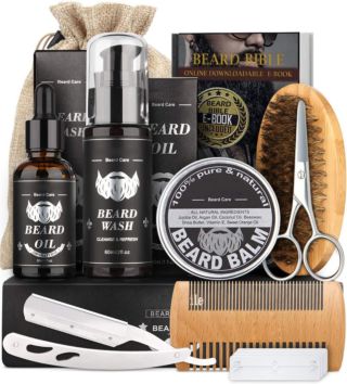 Men Beard Trimmer Set Grooming Kit with Beard Brush and Beard Oil for Men Care