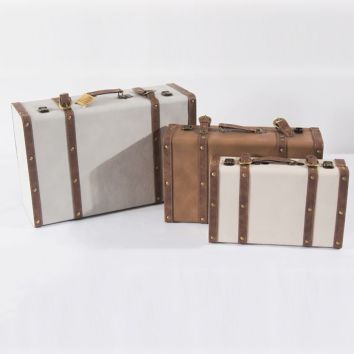 Men Mini Faux Leather Korea Trunks Storage Vintage Children Carry Luggage Case Retro Suitcase Boxes