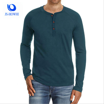 Men's Casual Slim Fit Long Sleeve Henley T-Shirts Cotton Shirts with Three Buttons