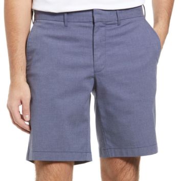 Men's Elastic Half Waist Zipper Straight Form Short Pants Slim Fit Cool Flat Front Performance Chino Short