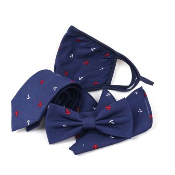 Mens Printed Ties with Hanky Bowtie as Gift