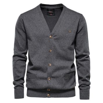 Men's Solid Color Knitwear plus Size Sweater Mens Basic Cotton Knitted Cardigan