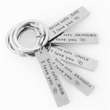 Metal Soft Enamel Drive Safe L Love You Dad Mom Sister Brother Keychain