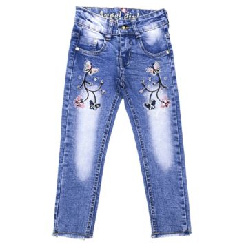 Model Easy to Clean and Not Easy to Pilling Girls Embroidered Jeans