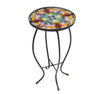 Modern Antique Outdoor round Mosaic Metal Garden Table Colorful